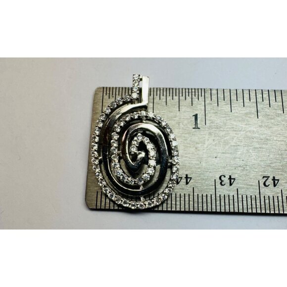 Brand New Sterling Silver 925 Midi Swirl Pendant Encrusted with Clear Crystals - Picture 7 of 10